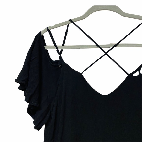Lulus Afterglow Black Strappy Cold-Shoulder Shift - Picture 5 of 14